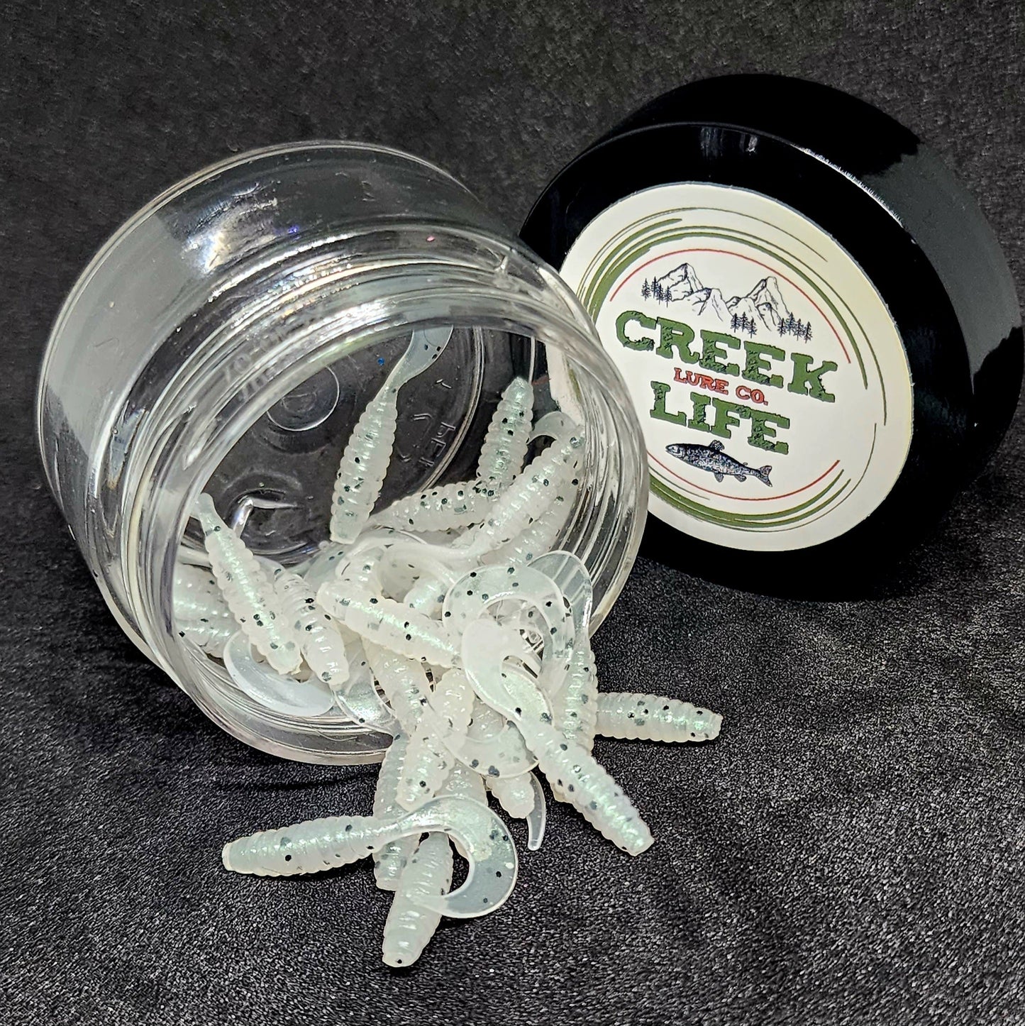 Creek Life Lures Jar of 1" Micro Curl Tail Grub "The Tennessee Twister"