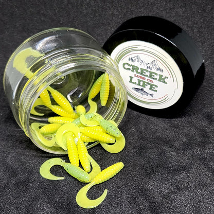 Creek Life Lures Jar of 1" Micro Curl Tail Grub "The Tennessee Twister"