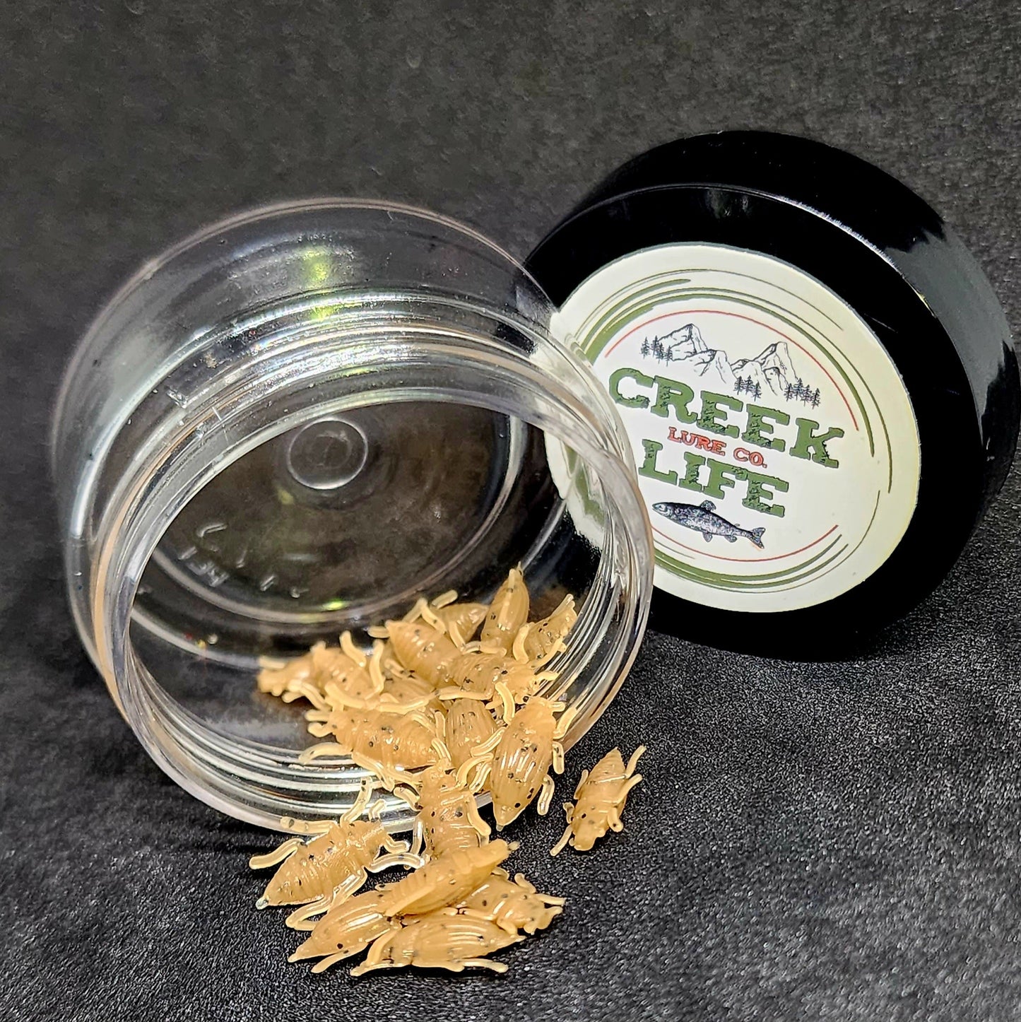 Creek Life Lures Jar of 0.5" Half Inch Micro Beetle "Toe Biter"