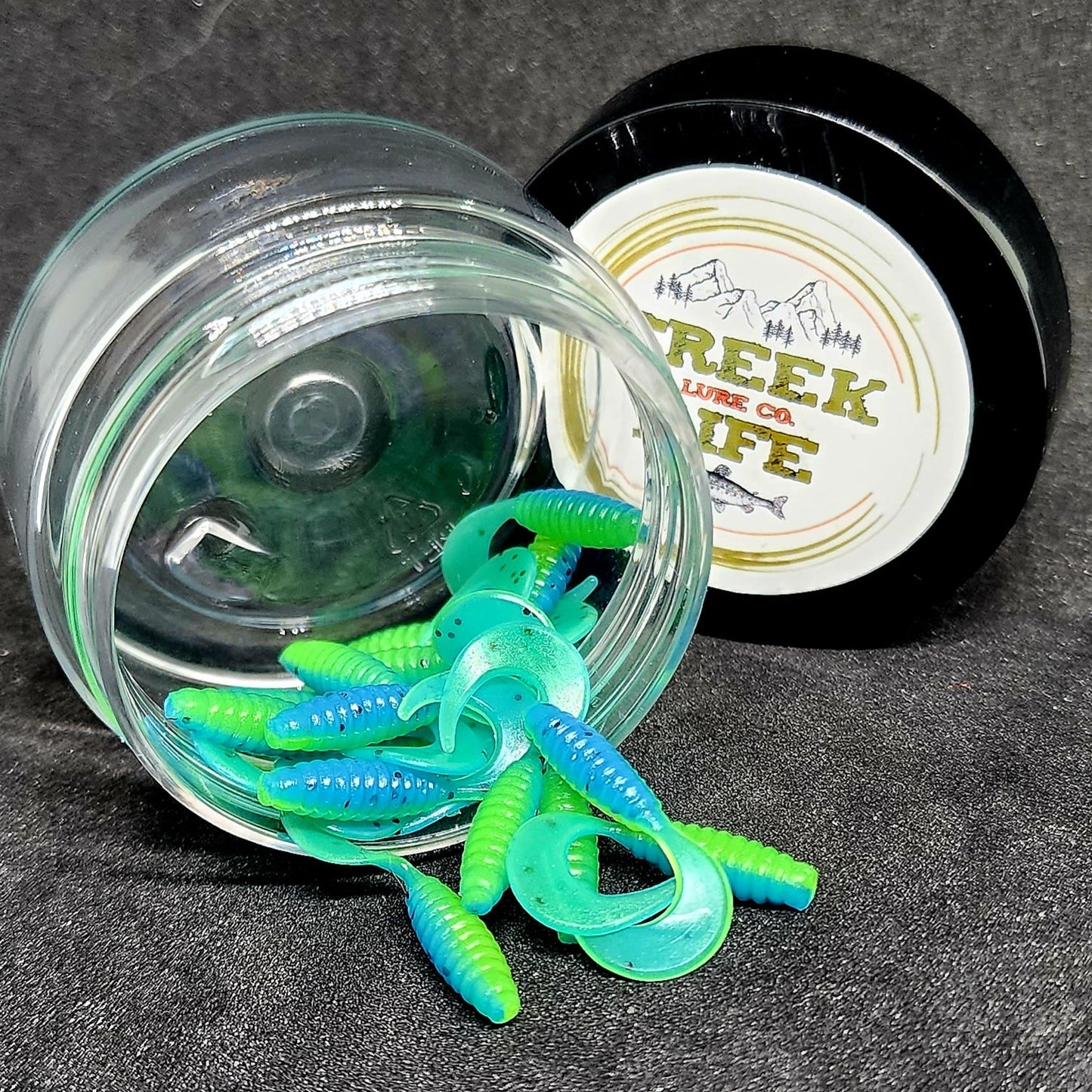 Creek Life Lures Jar of 1" Micro Curl Tail Grub "The Tennessee Twister"