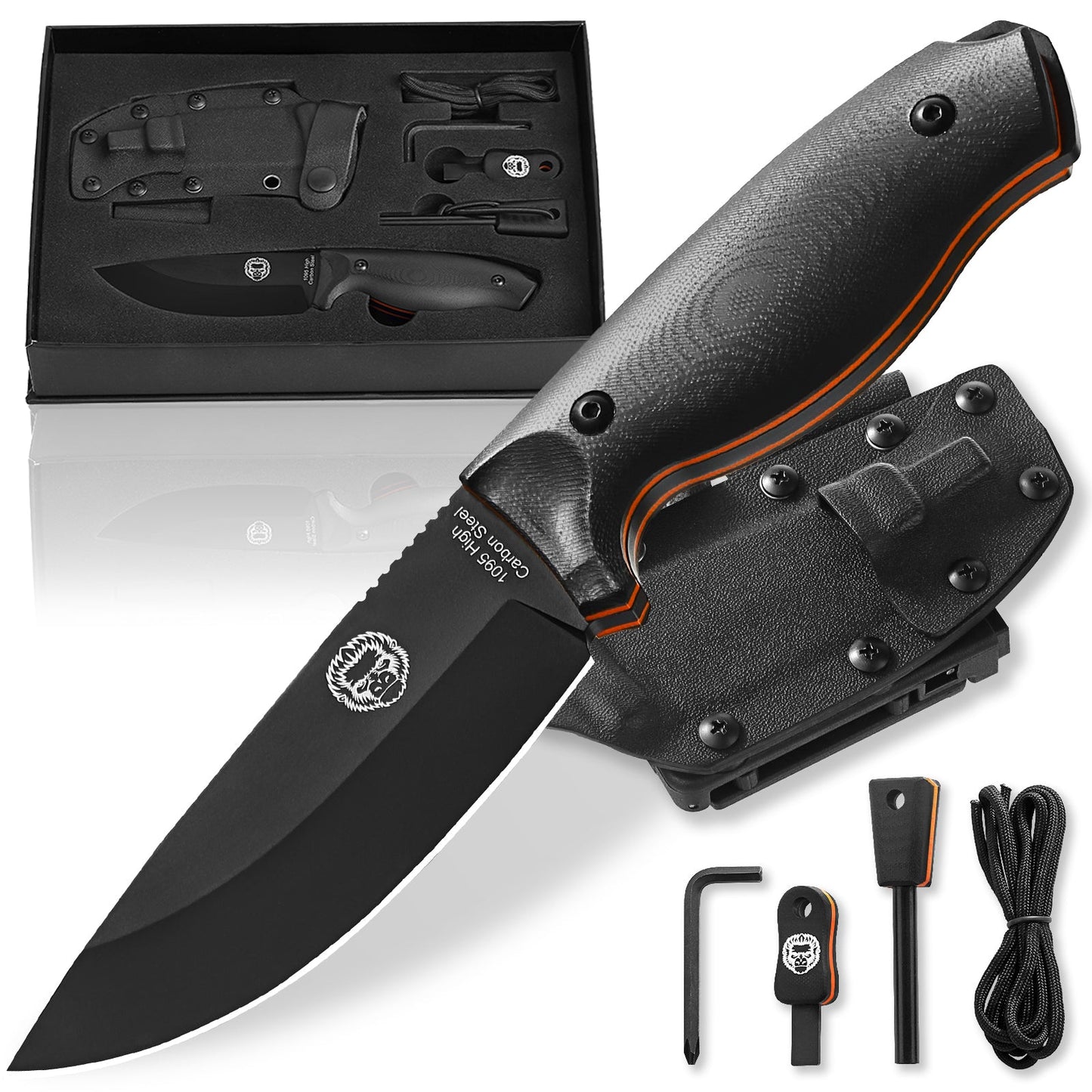 Holtzman's Gorilla Survival "The Bloodline" 1095 High Carbon Steel Bushcraft Survival Knife Gift Set