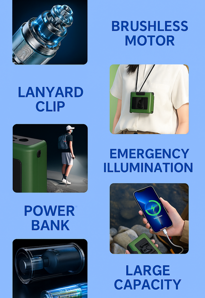 LITEGUEST™ Multifunctional Outdoor Waist Fan – LED Light, IPX5 Water-Resistant, USB-C Rechargeable