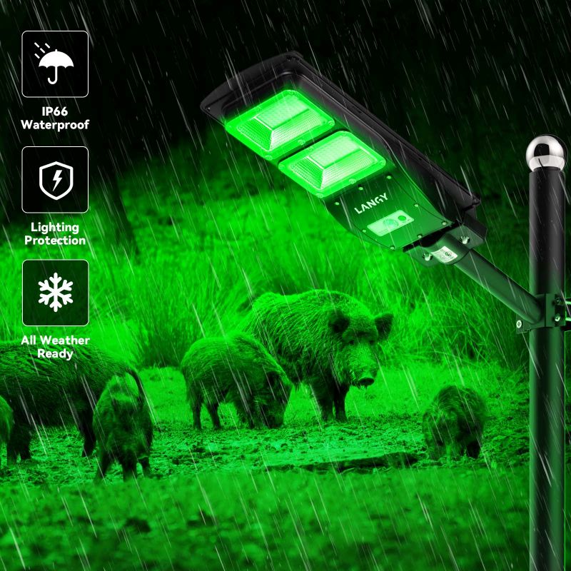 Langy Solar Green Feeder Light for Hunting -12,000 lumens
