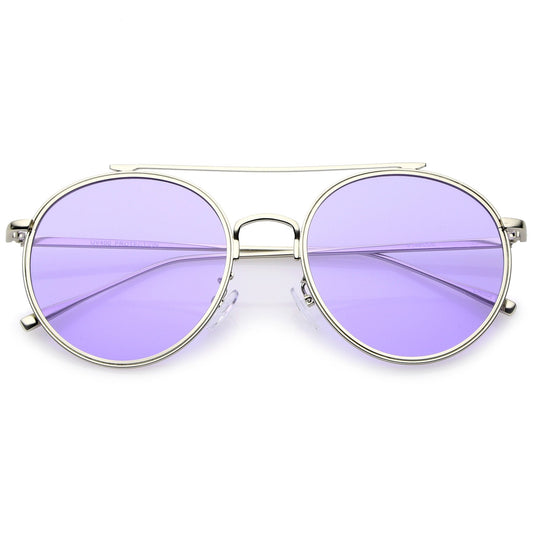 zeroUV  - Modern Slim Round Color Tone Aviator Sunglasses A871