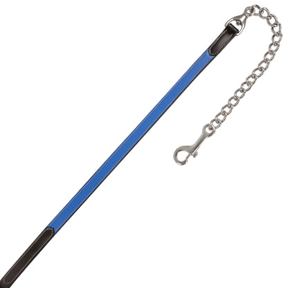 Bridles & Reins ExionPro Duo-Tone Leather Lead with Chain - Blue