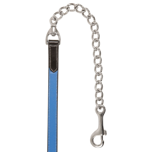 Bridles & Reins ExionPro Duo-Tone Leather Lead with Chain - Blue