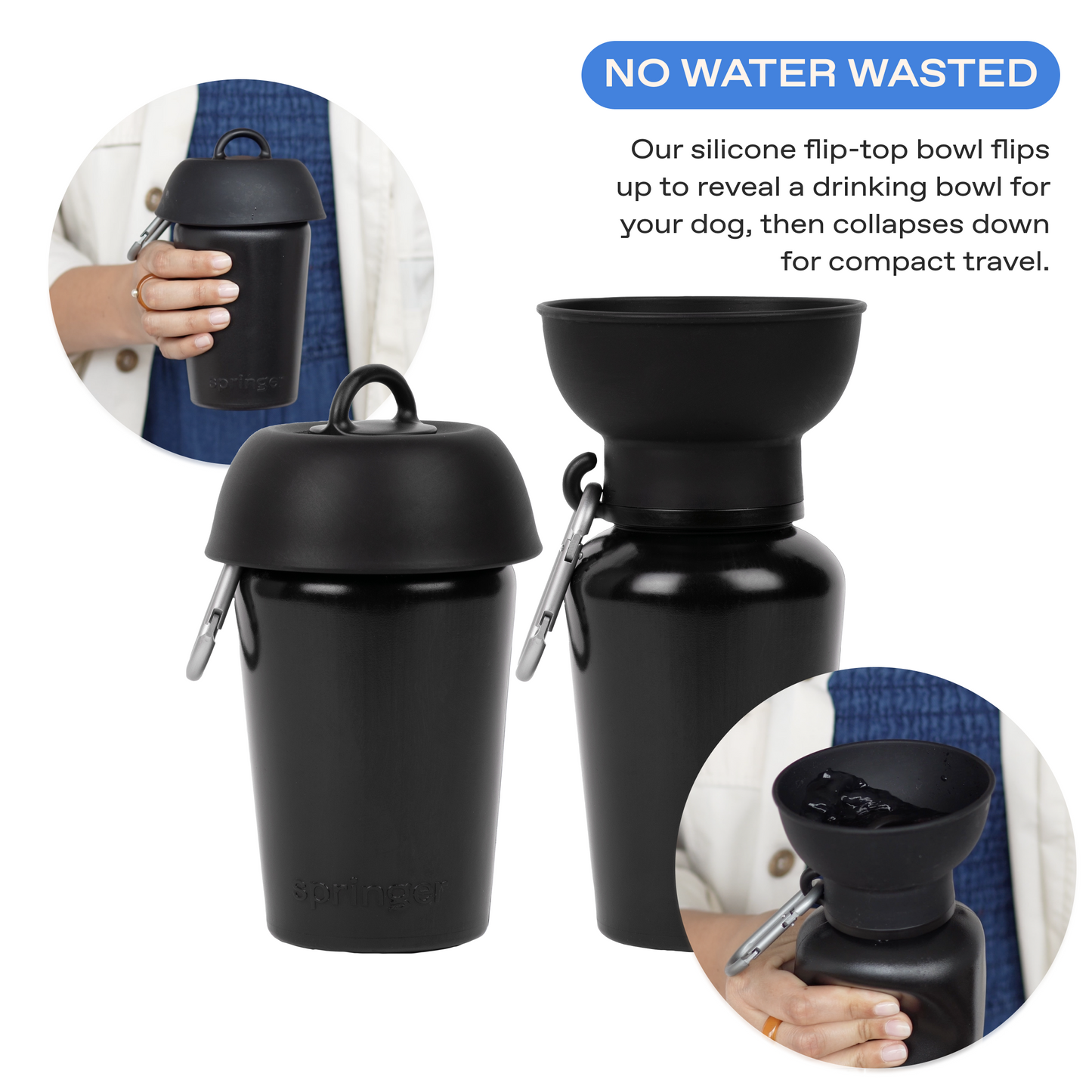 Springland Pets 20oz Flip Dog Travel Water Bottle