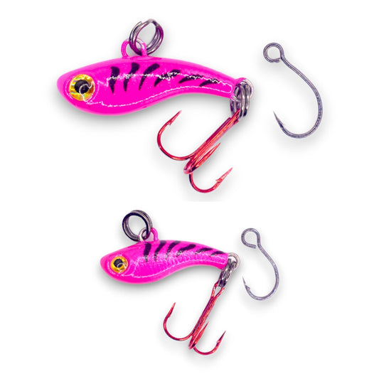 Kenders - Tungsten T-Rip Pink Tiger Glow Mini Vibe Bait