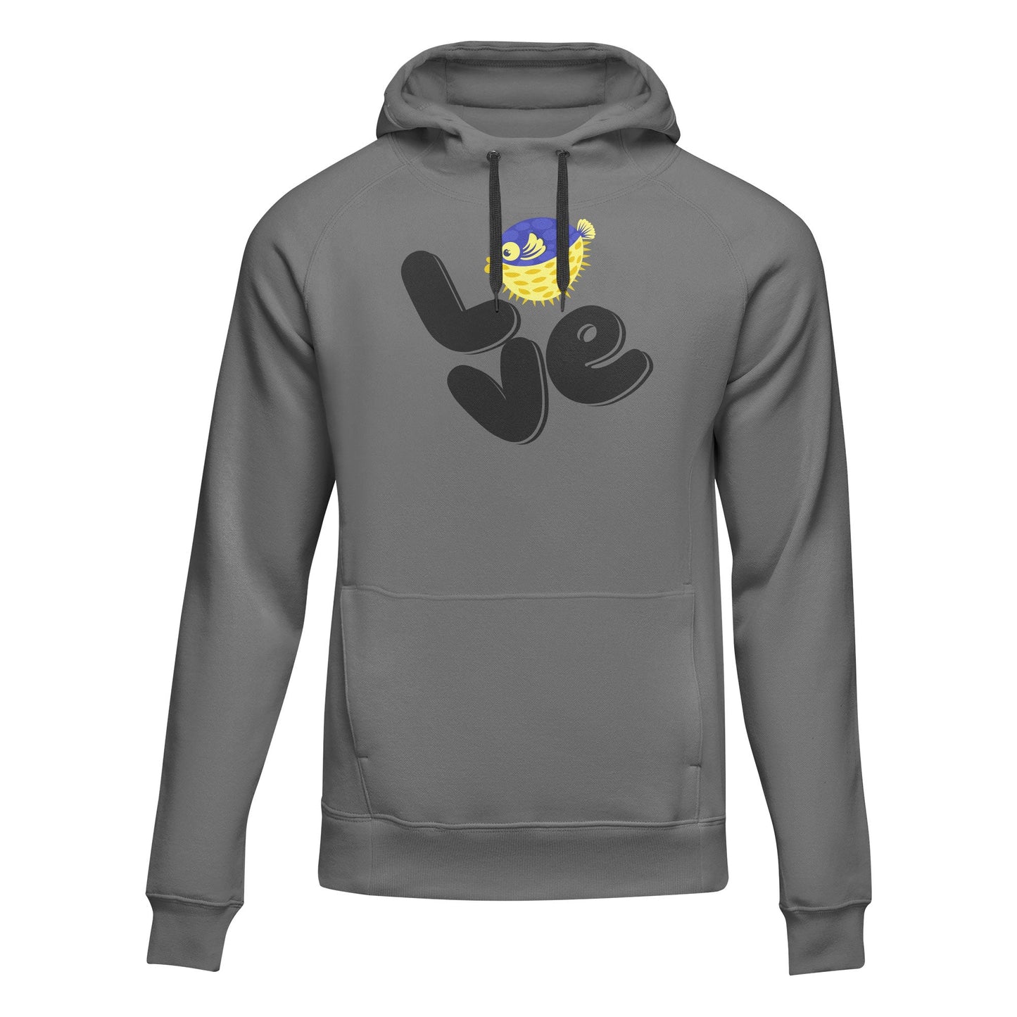 Outdoorzees Love Fishing Blue Blowfish Globe Unisex Hoodie
