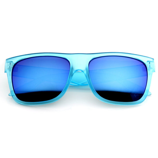 zeroUV  - Frosted Retro Flat Top Candy Color Mirrored Lens Sunglasses 8610