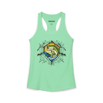 Texas Rigged Tees Fishing Is My Superpower — Women’s Racerback Tank
