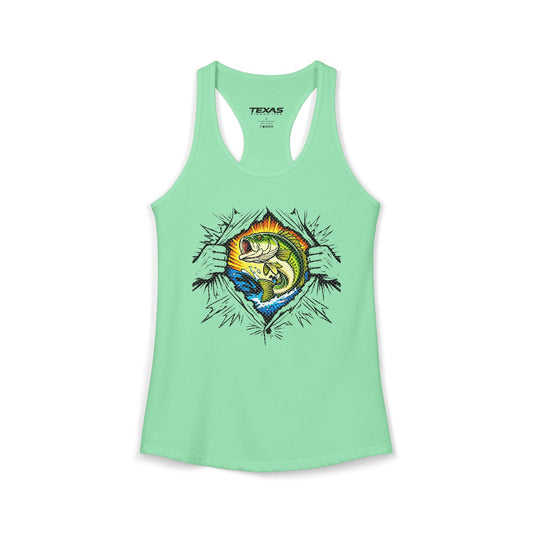Texas Rigged Tees Fishing Is My Superpower — Women’s Racerback Tank