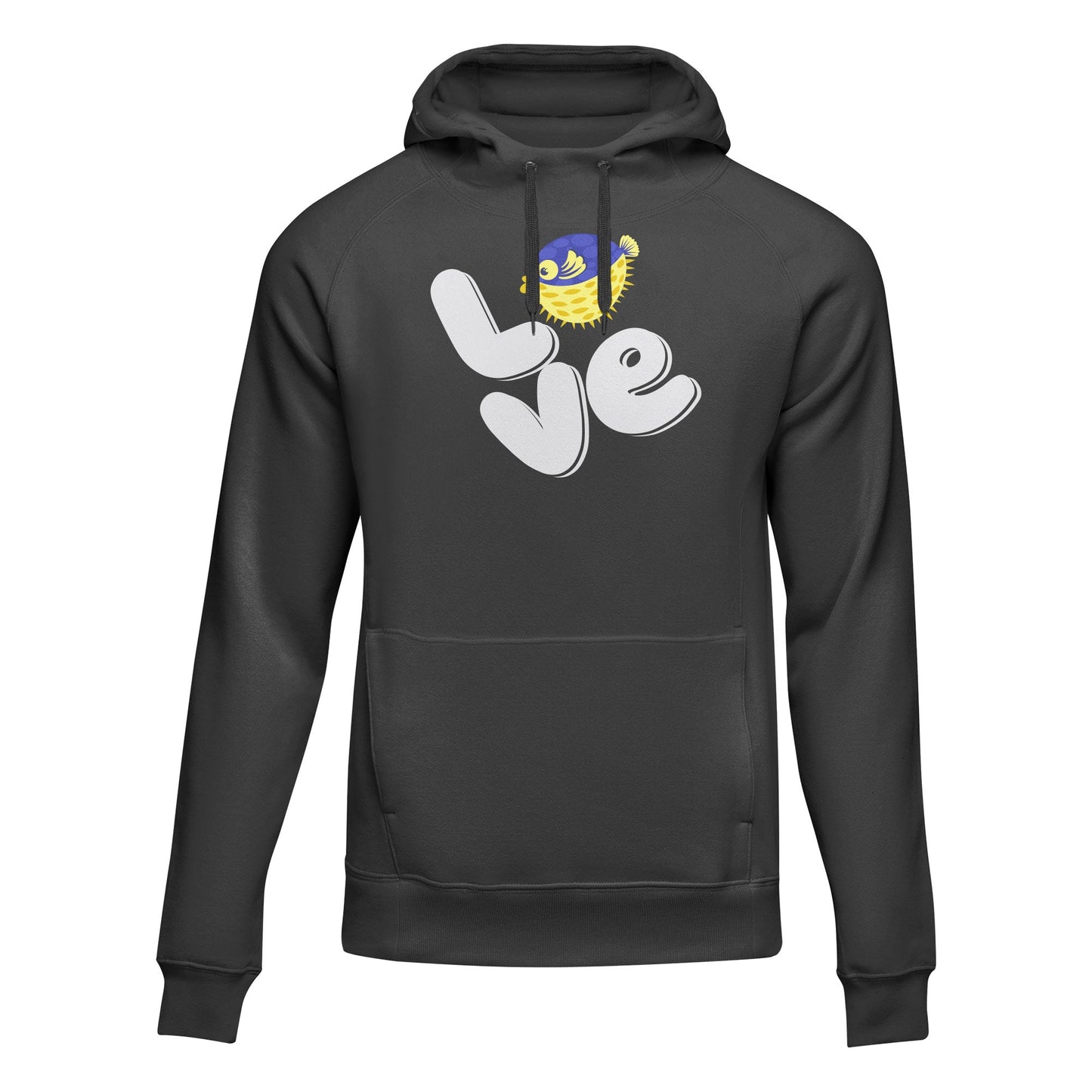 Outdoorzees Love Fishing Blue Blowfish Globe Unisex Hoodie