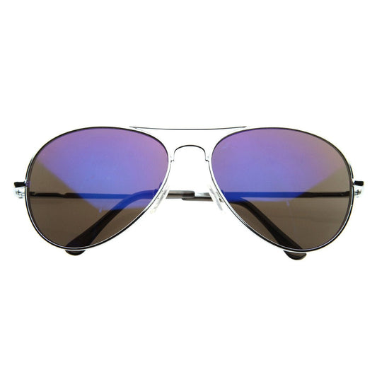 zeroUV  - Retro Flash Color Mirrored Lens Metal Aviator Sunglasses 1485