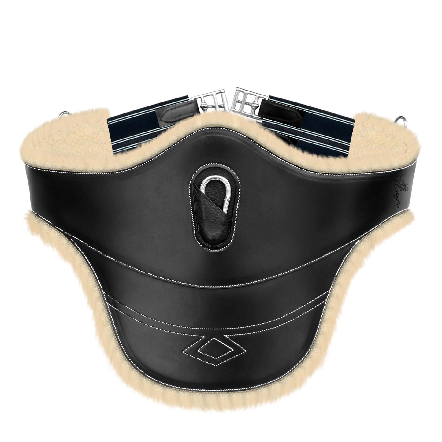 Bridles & Reins ExionPro Belly Guard Girth - Navy Blue Elastic with White Lines