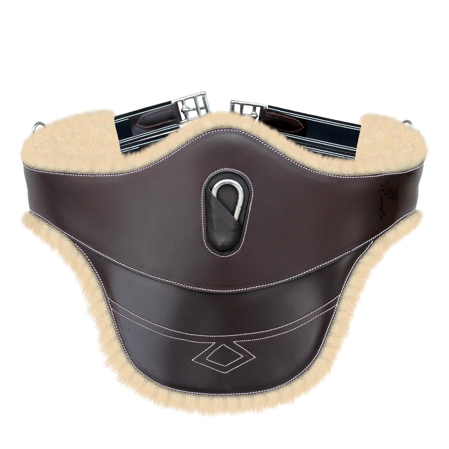 Bridles & Reins ExionPro Belly Guard Girth - Navy Blue Elastic with White Lines