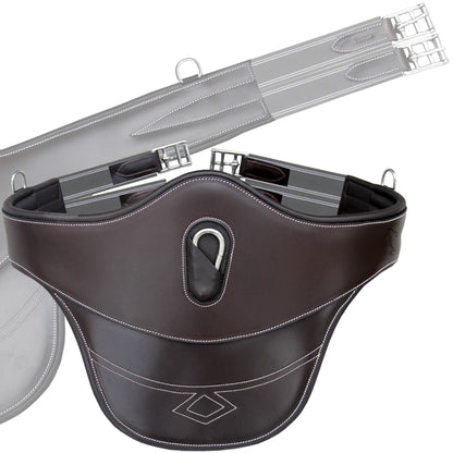 Bridles & Reins ExionPro Belly Guard Girth - Grey Elastic with White Lines