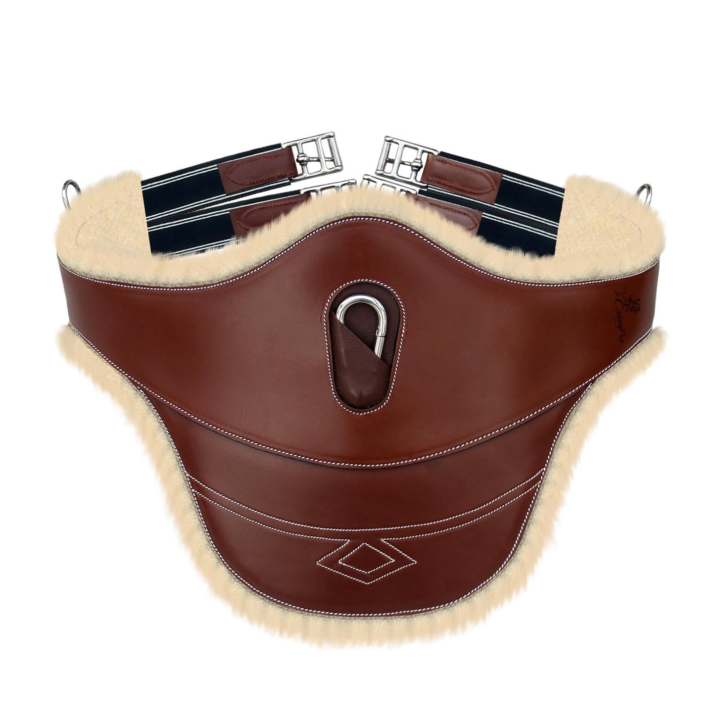 Bridles & Reins ExionPro Belly Guard Girth - Navy Blue Elastic with White Lines