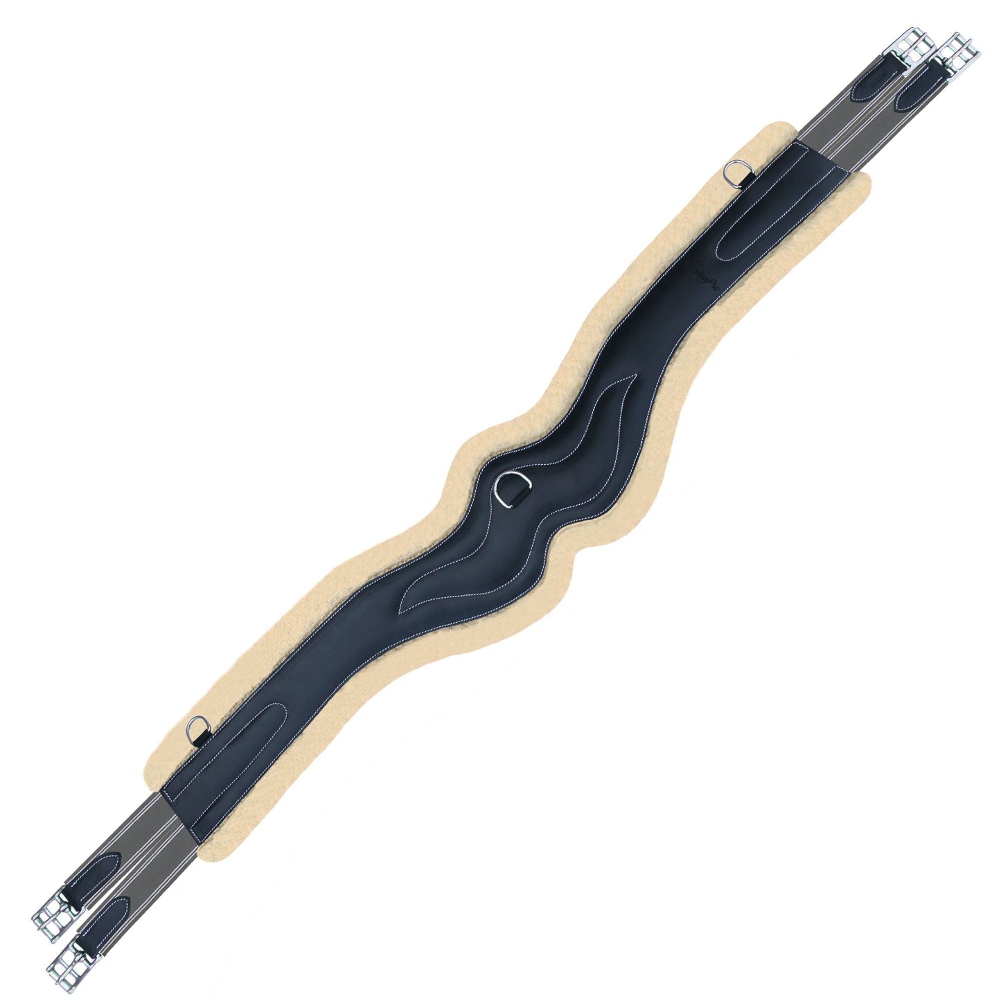 Bridles & Reins ExionPro 'AdaptLine' Wave Over Lay Girth - Grey Elastic with White Lines