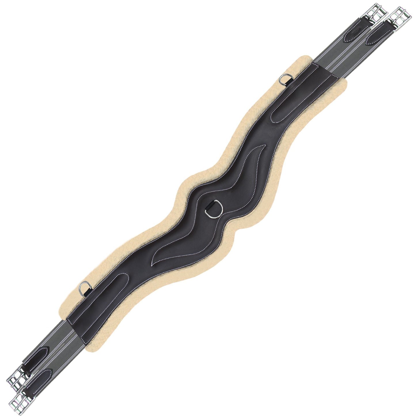 Bridles & Reins ExionPro 'AdaptLine' Wave Over Lay Girth - Grey Elastic with White Lines