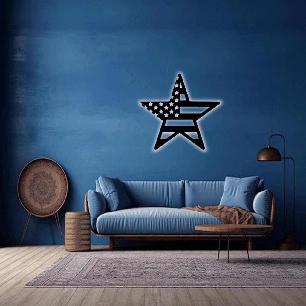 MetalPlex - American Flag Star - Metal Wall Art