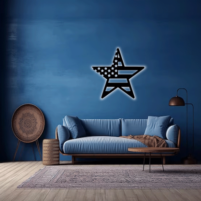 MetalPlex - American Flag Star - Metal Wall Art