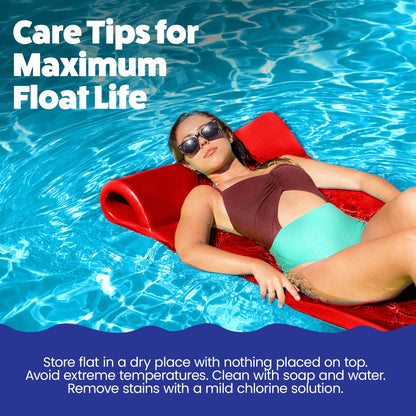 TRC Recreation Splash 1.25" Thick Foam Swimming Pool Float Lounger Mat, Red
