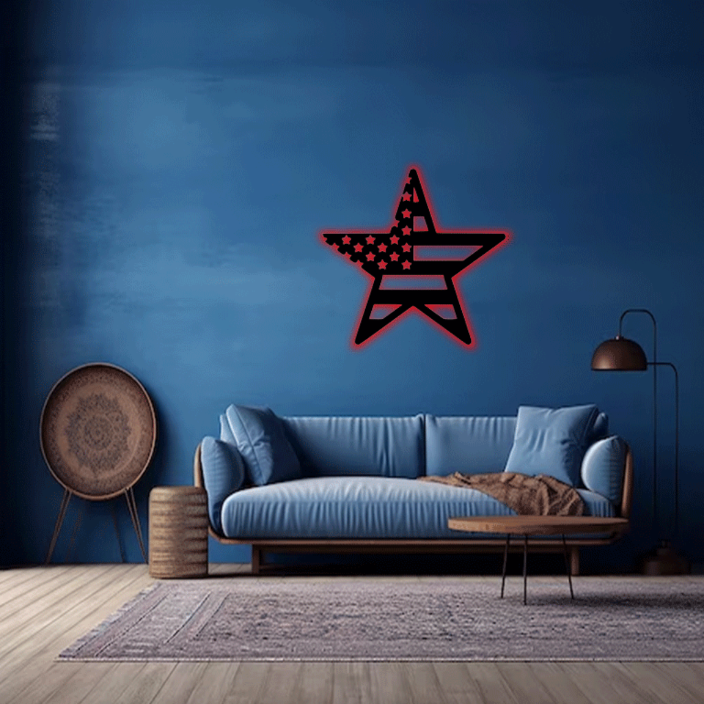 MetalPlex - American Flag Star - Metal Wall Art