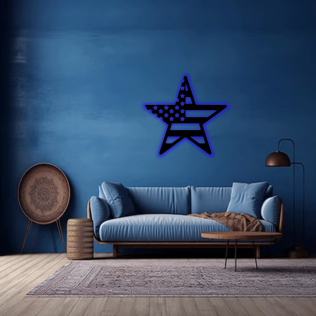 MetalPlex - American Flag Star - Metal Wall Art