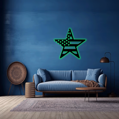 MetalPlex - American Flag Star - Metal Wall Art