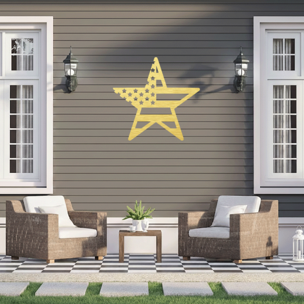 MetalPlex - American Flag Star - Metal Wall Art