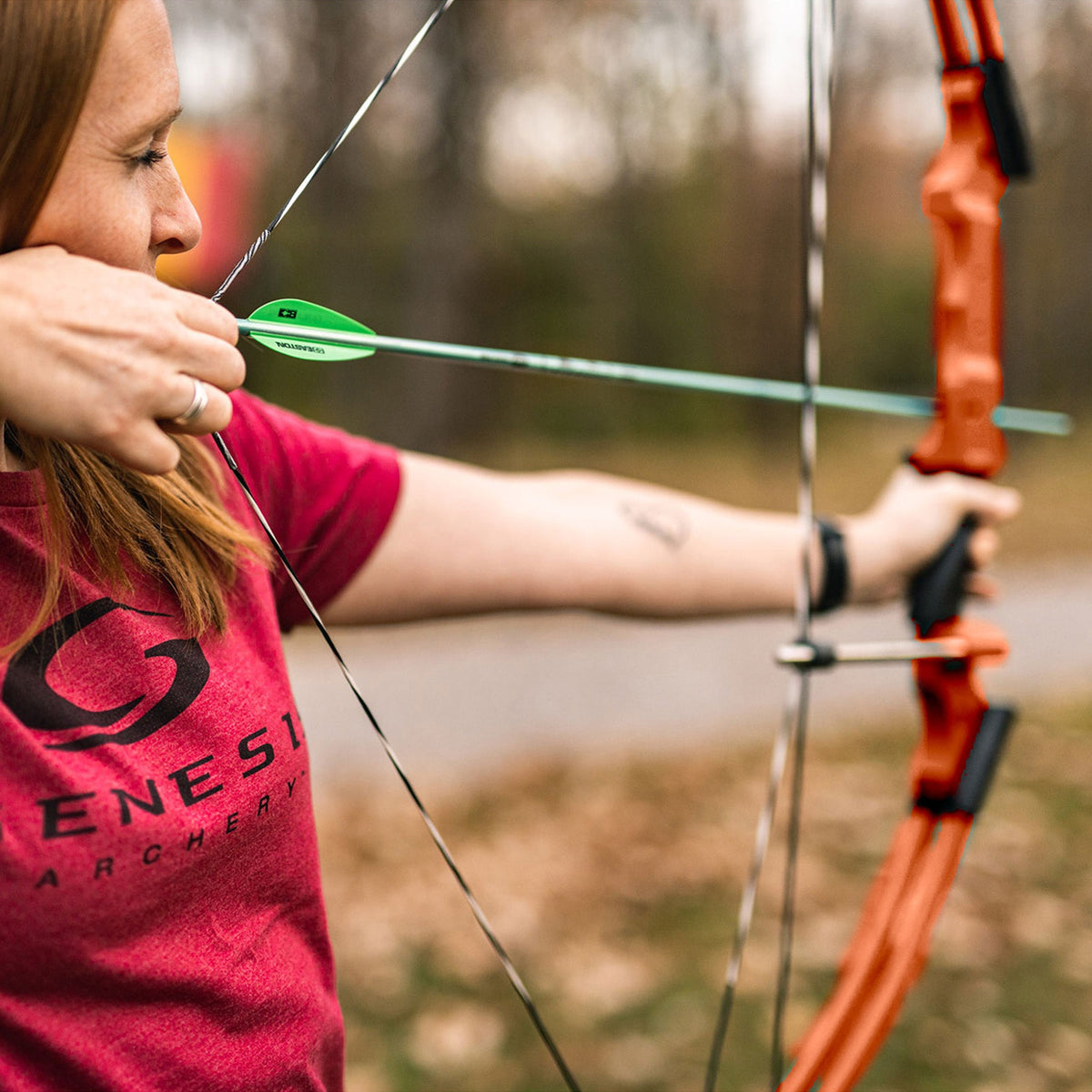 Genesis Original Archery Compound Bow w/ Adjustable Sizing, Left Handed, Orange