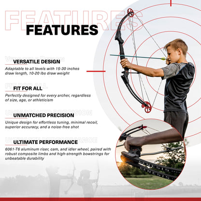 Genesis Original Archery Compound Bow w/ Adjustable Sizing, Right Handed, Black