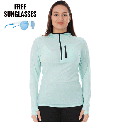 Minus33 Micro Weight - Women's Wool 1/4 Zip Sun Hoodie Woolverino