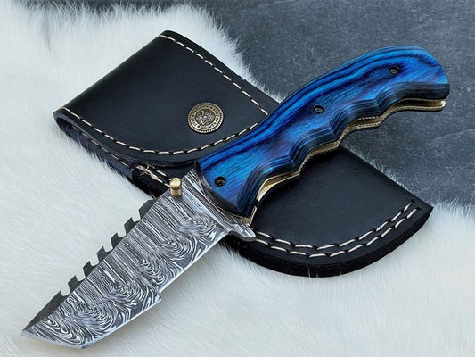 KBS Knives Tactical Defender Folding Pocket Knife – 8" Custom Handmade Damascus Steel Blade with Exotic Pakka Wood Handle