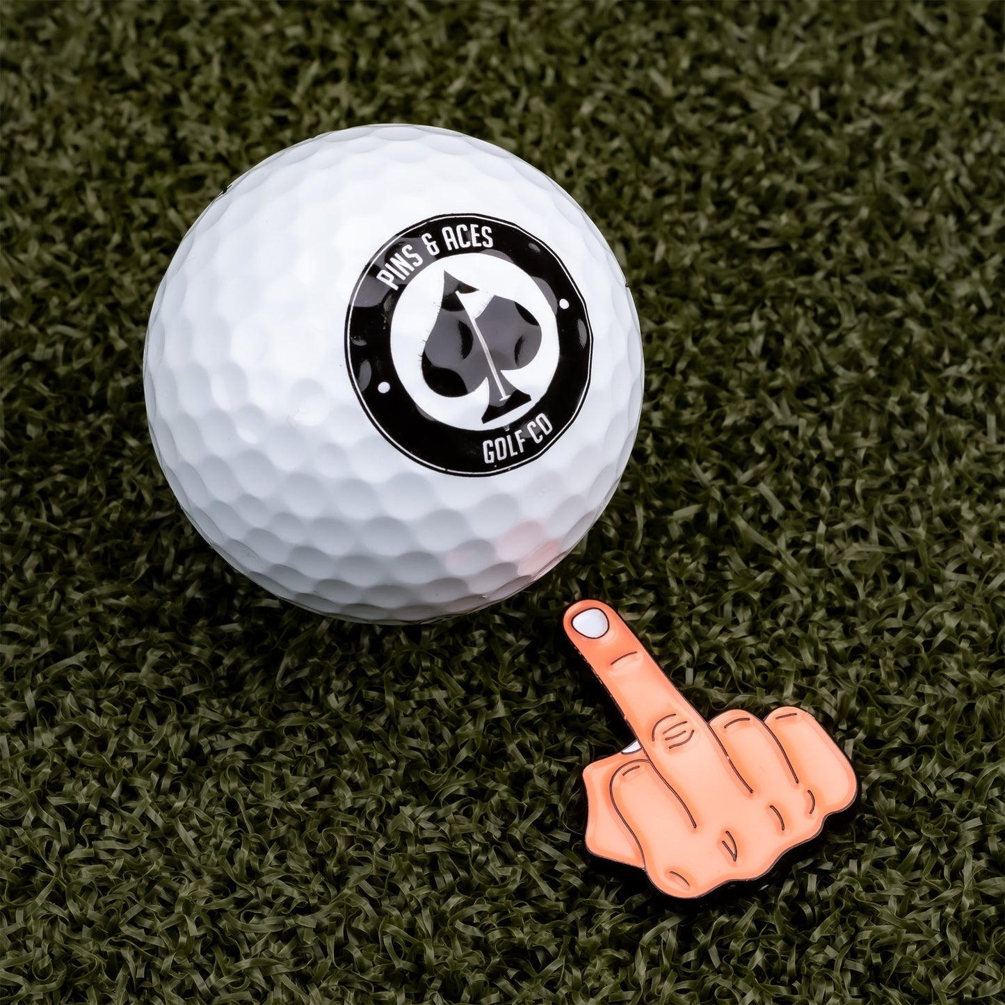 Pins and Aces Middle Finger Ball Marker