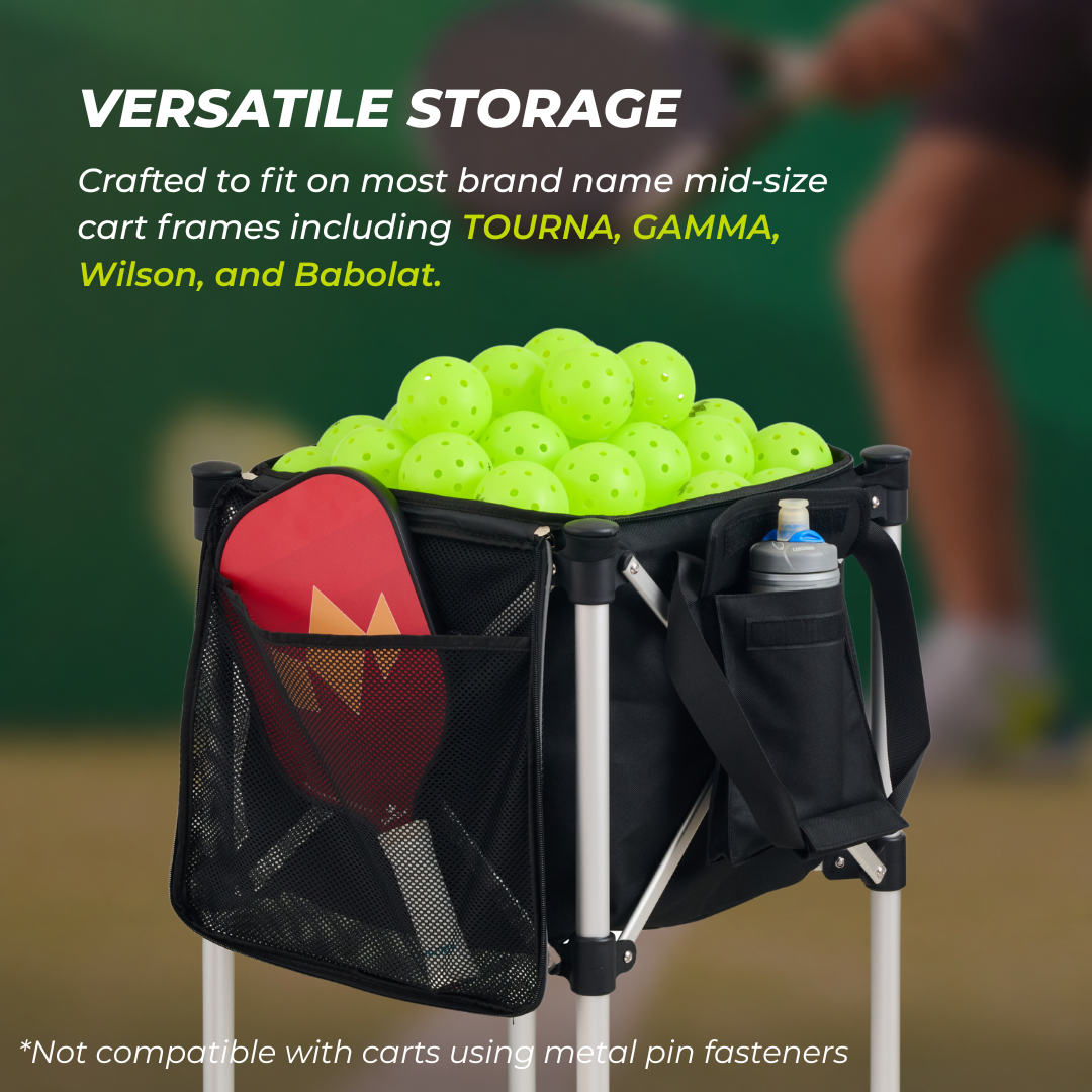 Racket Pets Ball Tote - Black Replacement Bag for Tennis and Pickleball Pro Teaching Cart