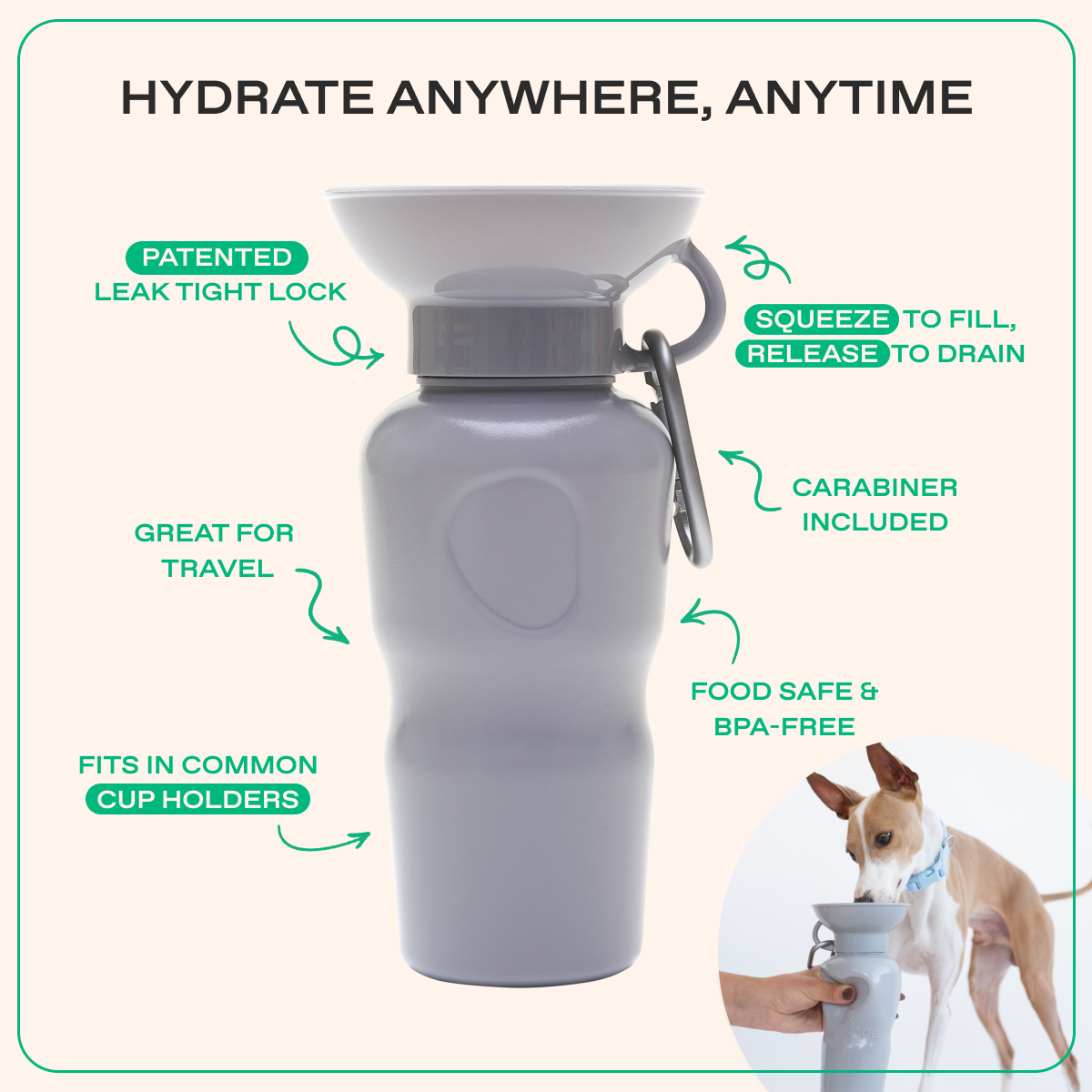 Springland Pets 22oz Original Dog Travel Water Bottle