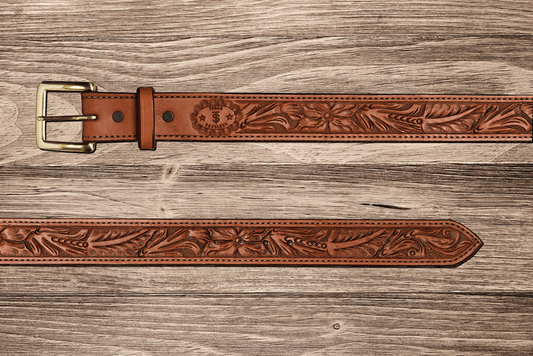 Texas Saddlery Saddle Tan Floral Belt