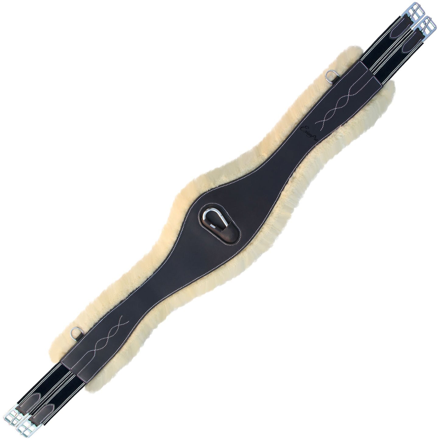Bridles & Reins ExionPro Fancy Stitched Snap Over Lay Girth - Navy Blue Elastic with White Lines
