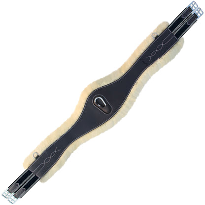 Bridles & Reins ExionPro Fancy Stitched Snap Over Lay Girth - Navy Blue Elastic with White Lines