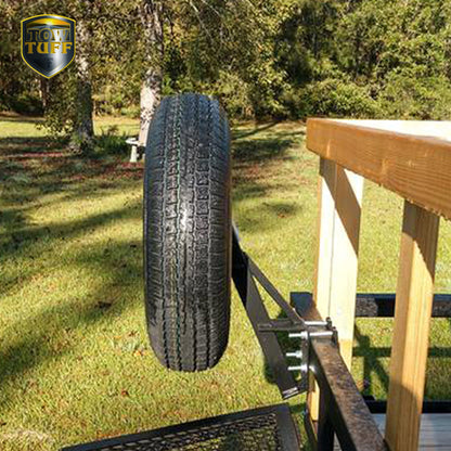 Tow Tuff TTF-08HD Heavy Duty Steel Universal Spare Trailer Tire Carrier, Black