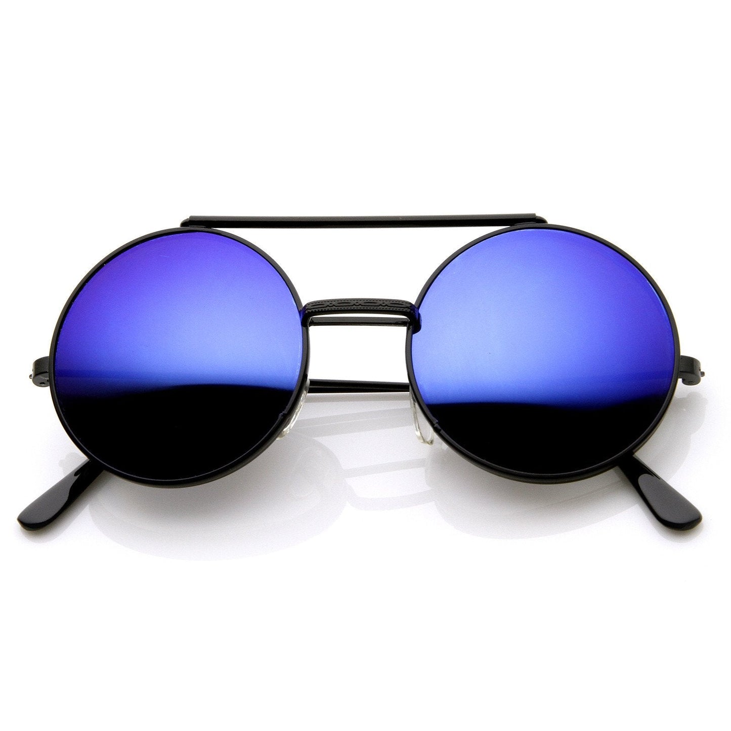 zeroUV Steampunk Mirrored Lens Round Circle Flip Up Frame Sunglasses 8794