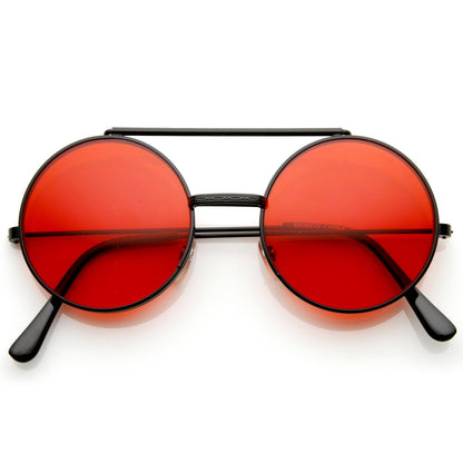 zeroUV Steampunk Vintage Circle Round Flip Up Vintage Sunglasses 8793