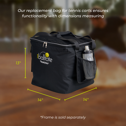 Racket Pets Ball Tote - Black Replacement Bag for Tennis and Pickleball Pro Teaching Cart