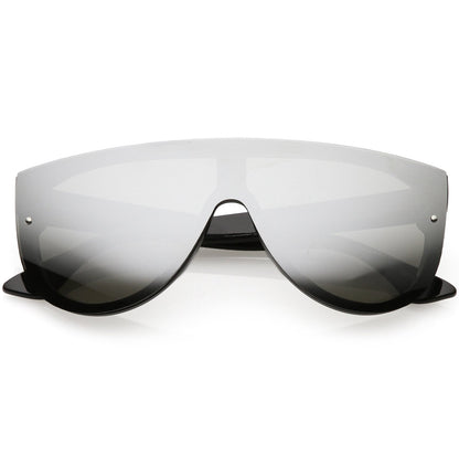 zeroUV Retro Modern Flat Top Mirror Lens Shield Aviator Sunglasses 9798