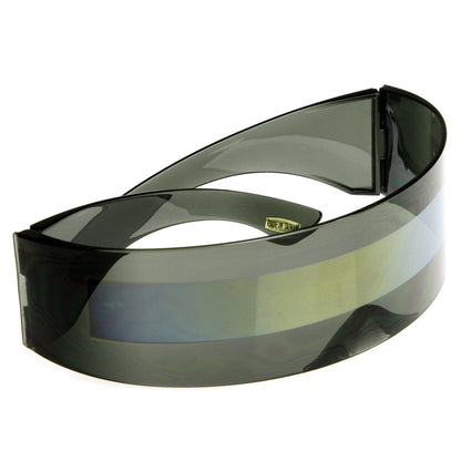 zeroUV Futuristic Retro Mirror Wrap Around Shield Sunglasses 8762