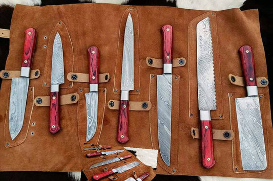 KBS Knives Full Tang Custom Handmade Damascus Steel Kitchen Knives Set