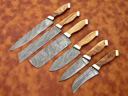 KBS Knives Best New Custom Handmade Damascus Steel Kitchen Knives Set