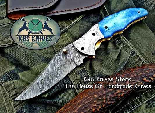 KBS Knives Custom Handmade Damascus Steel Folding Pocket Knife